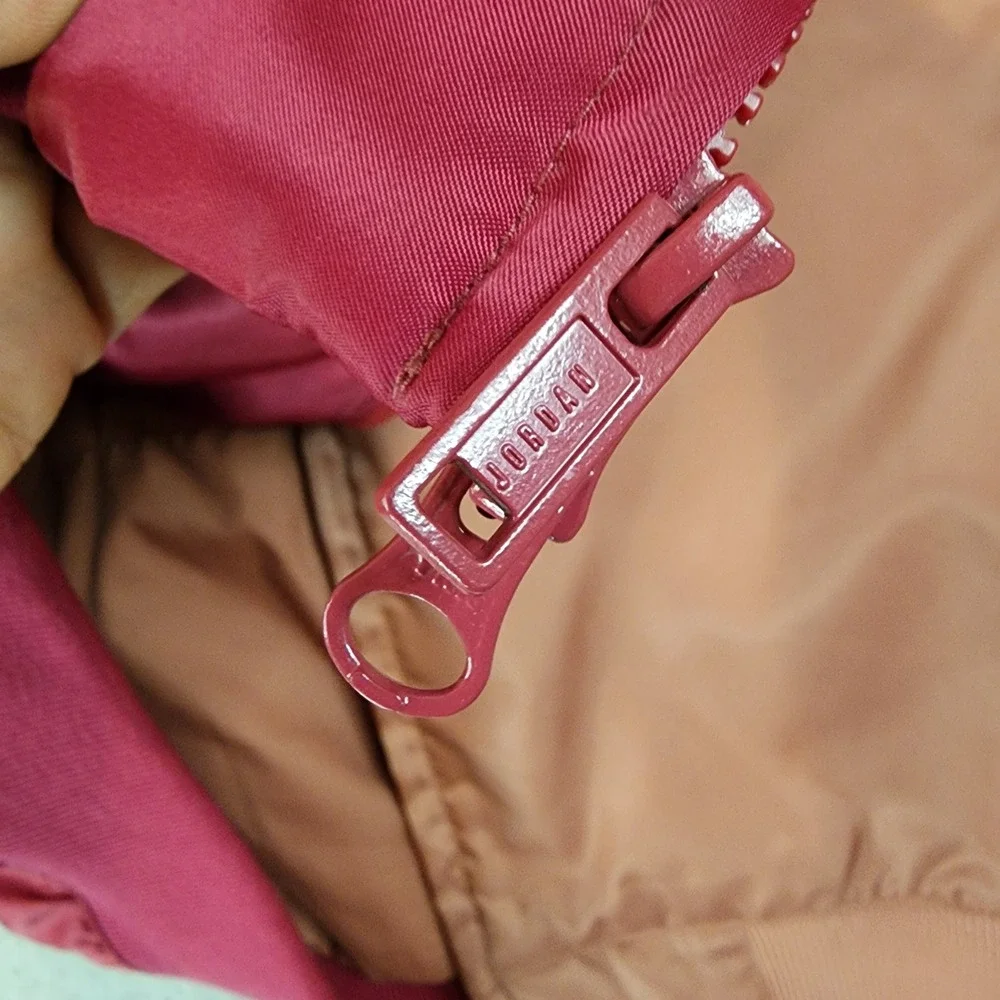 Jordan Flight Bomber Jacket Mens Medium Burgundy Pink Colorblock Zip Streetwear
